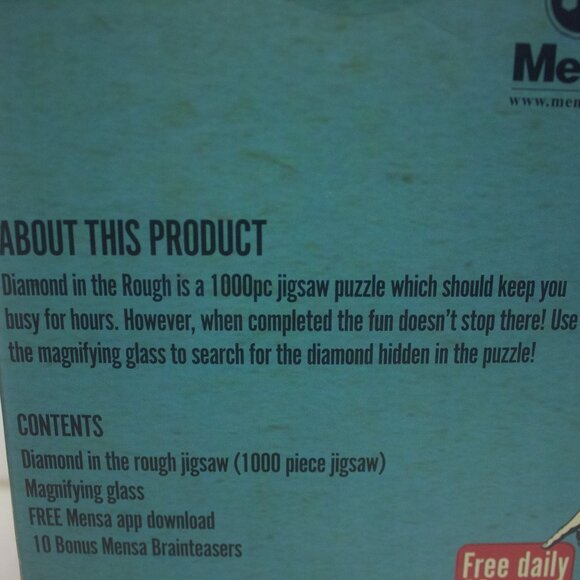 Mensa's Diamond in the Rough 1000 Piece Jigsaw Puzzle New Never Opened - Picture 3 of 6